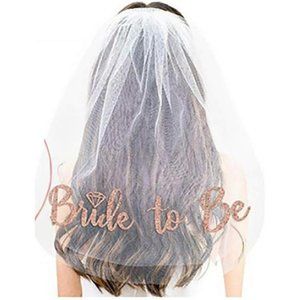 Bride to Be Set, 3pack Bride to Be Sash & Headband Tiara & Shoulder Length Veil